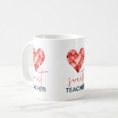 Mug Enseignant doux avec cœur de diamant rouge (Devant gauche)