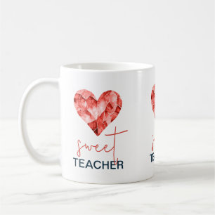 Mug Enseignant doux avec cœur de diamant rouge