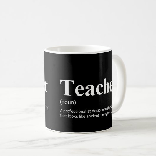 Mug Enseignant Drôle écriture définition de travail (Devant droit)