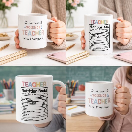 Mug Enseignant en sciences dévoué Nom personnalisé
