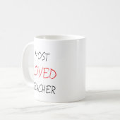 Mug Enseignant le Plus Aimé I Heart Saint-Valentin (Devant gauche)