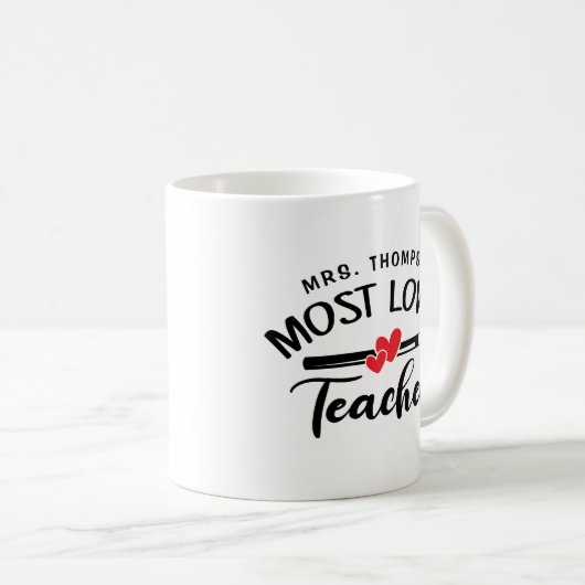 Mug Enseignant le plus aimé Nom personnalisé École (Devant droit)