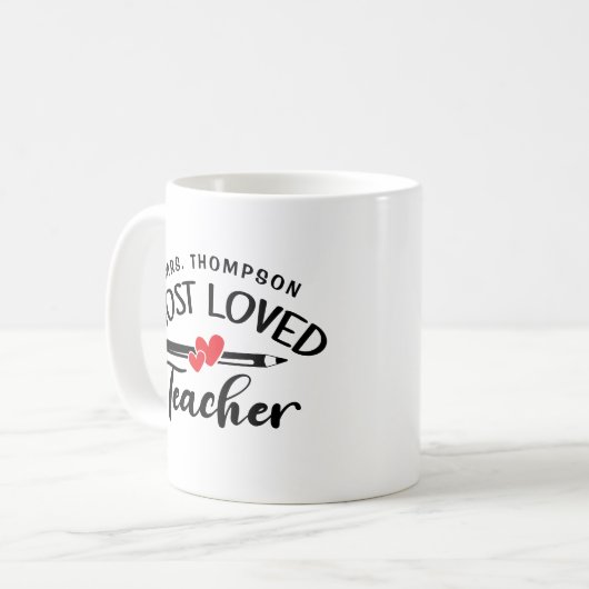 Mug Enseignant le plus aimé Nom personnalisé École (Devant gauche)