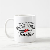 Mug Enseignant le plus aimé Nom personnalisé École (Gauche)