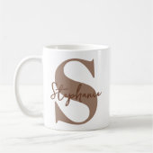 Mug Enseignant | Lettre initiale de monogramme marron  (Gauche)