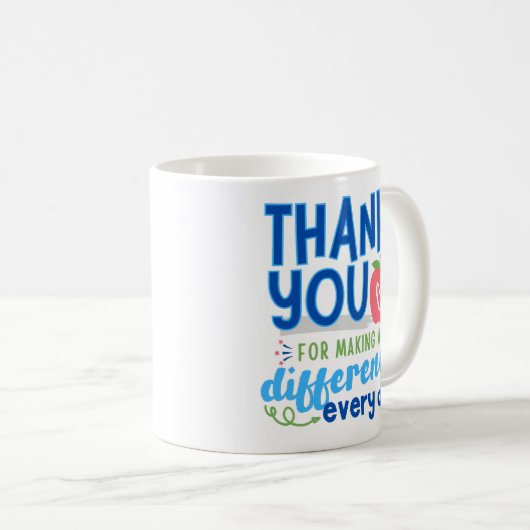 Mug Enseignant Merci, Merci principal (Devant droit)