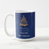 Mug Enseignant Merci Noël Ornement avec Navy Tre (Gauche)