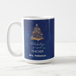 Mug Enseignant Merci Noël Ornement avec Navy Tre