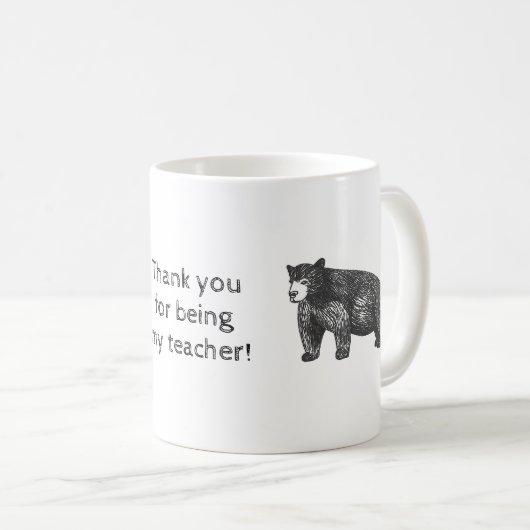 Mug Enseignant Merci Ours noir rustique (Devant droit)