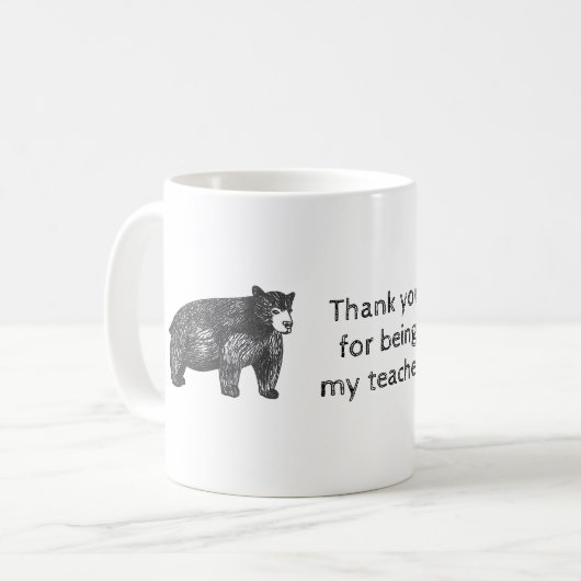 Mug Enseignant Merci Ours noir rustique (Devant gauche)