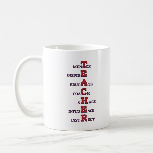 Mug Enseignant Mots Inspirationnels Mentor Inspirer Éd (Gauche)