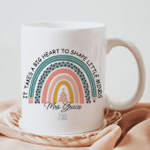 Mug enseignant personnalisé arc-en-ciel Noël, personna