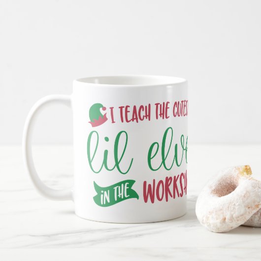 Mug Enseignant personnalisé au cadeau des elfes les pl (Avec donut)