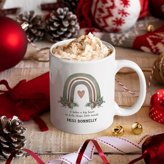Mug Enseignant personnalisé Noël Arc-en-ciel