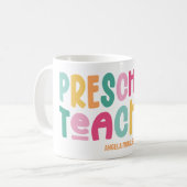 Mug Enseignant préscolaire Texte coloré Personnalisé (Devant gauche)