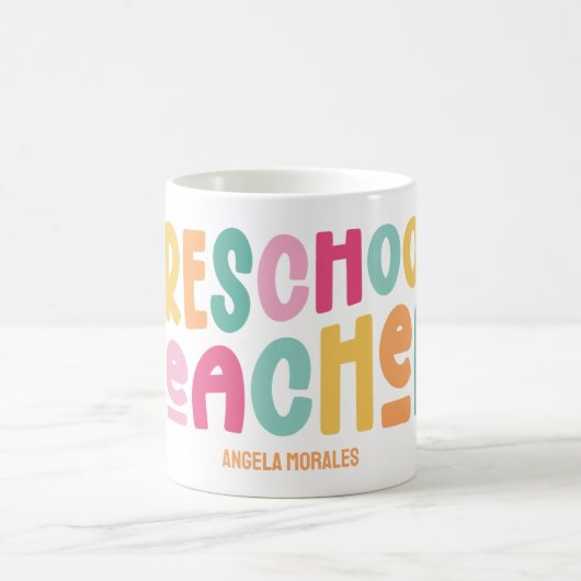 Mug Enseignant préscolaire Texte coloré Personnalisé (Centre)