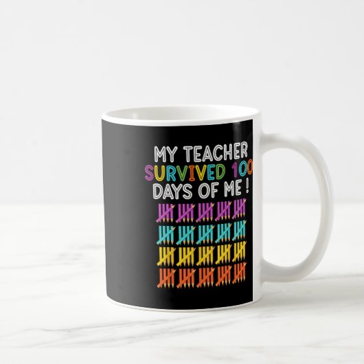 Mug Enseignant Survécu 100 Jours De Moi Enseignant Fun (Droite)