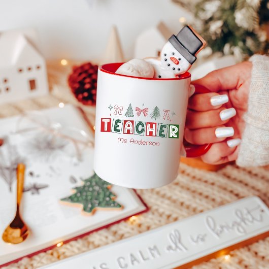Mug Enseignante Noël Coquette Festive