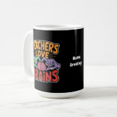 Mug Enseignants Aimer Cerveaux Zombie Mains Coeur Hall (Devant gauche)