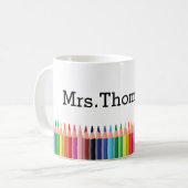 Mug Enseignants de crayons colorés Personnalisés (Devant gauche)