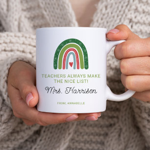 Mug Enseignants de Noël personnalisés Rainbow Nice Lis