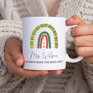 Mug Enseignants de Noël Rainbow Nice Liste