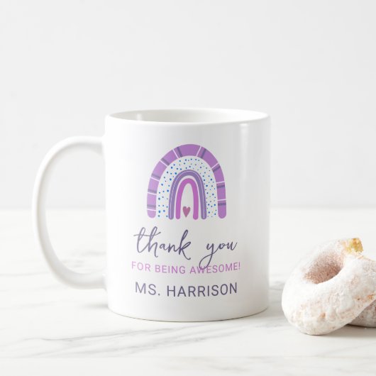 Mug Enseignants Personnalisés Arc-en-ciel Merci (Avec donut)