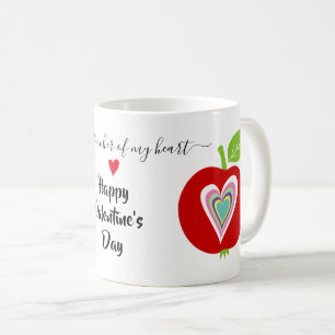 Mug Enseignants Valentines jour coeur coloré et pomme