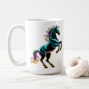 Mug Enseigne au néon Cheval Style Rétro Glitch
