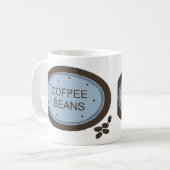 Mug Enseigne de grains de café en bleu et marron (Devant gauche)