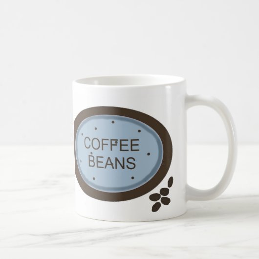 Mug Enseigne de grains de café en bleu et marron (Droite)