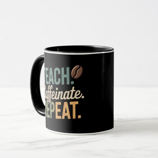 Mug Enseigner Caffeinate Répéter le café Enseignant (Devant gauche)