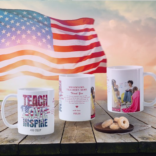 Mug Enseigner l'amour Inspirer le drapeau patriotique 