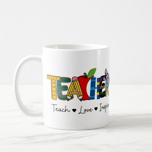 Mug Enseigner l'amour Inspirer les enseignants cadeau  (Gauche)