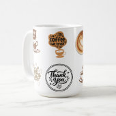 Mug Ensemble d'autocollants de café Merci Marron Vinta (Devant gauche)
