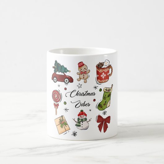 Mug Ensemble d'autocollants de vacances pour Noël (Centre)