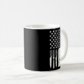 Mug Ensemble de couteaux de chef T-shirt Drapeau améri (Devant droit)