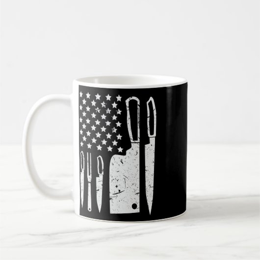 Mug Ensemble de couteaux de chef T-shirt Drapeau améri (Gauche)