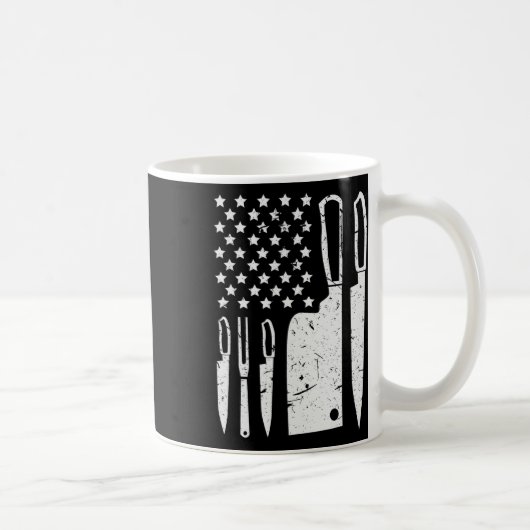 Mug Ensemble de couteaux de chef T-shirt Drapeau améri (Droite)