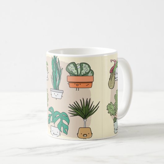 Mug Ensemble de plantes de maison mignons dans des pot (Devant droit)