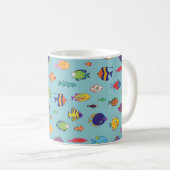 Mug Ensemble de poissons tropicaux. ligne sans couture (Devant droit)