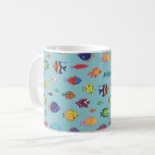 Mug Ensemble de poissons tropicaux. ligne sans couture (Devant gauche)