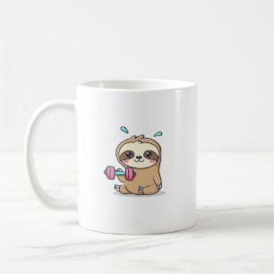 Mug Entraînement drôle de paresseux Chibi Gym Cartoon