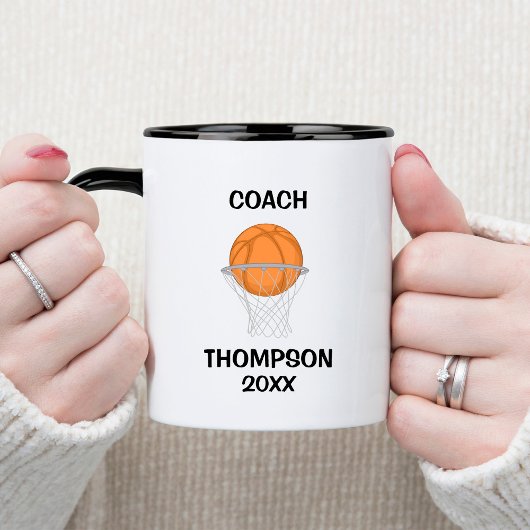 Mug Entraîneur de basket-ball noir et blanc