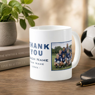 Mug Entraîneur de Football Soccer Merci Photo d'Équipe