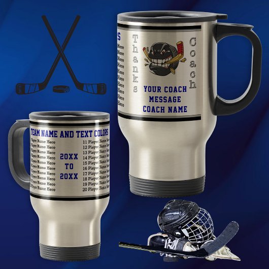Mug entraîneur de hockey du nom de tous les joueur