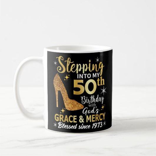 Mug Entrée dans mon 50e anniversaire avec grâce des di (Gauche)