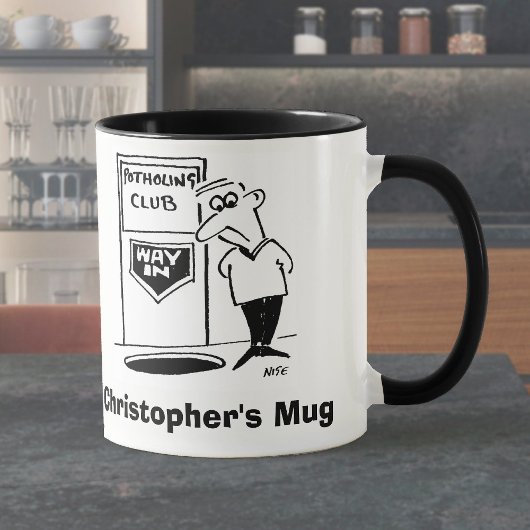 Mug Entrée du Club de Spéléologie. Spéléologue
