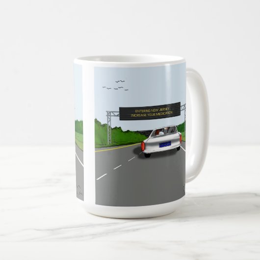 Mug Entrée New Jersey. Augmenter Modes Drôle Cartoon (Devant droit)