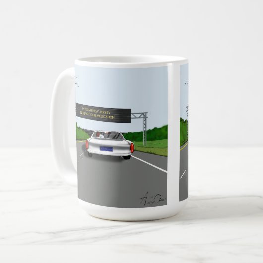 Mug Entrée New Jersey. Augmenter Modes Drôle Cartoon (Devant gauche)